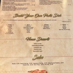 Carmella's Cafe - Menu for Pastas, Desserts , and Side Dishes
