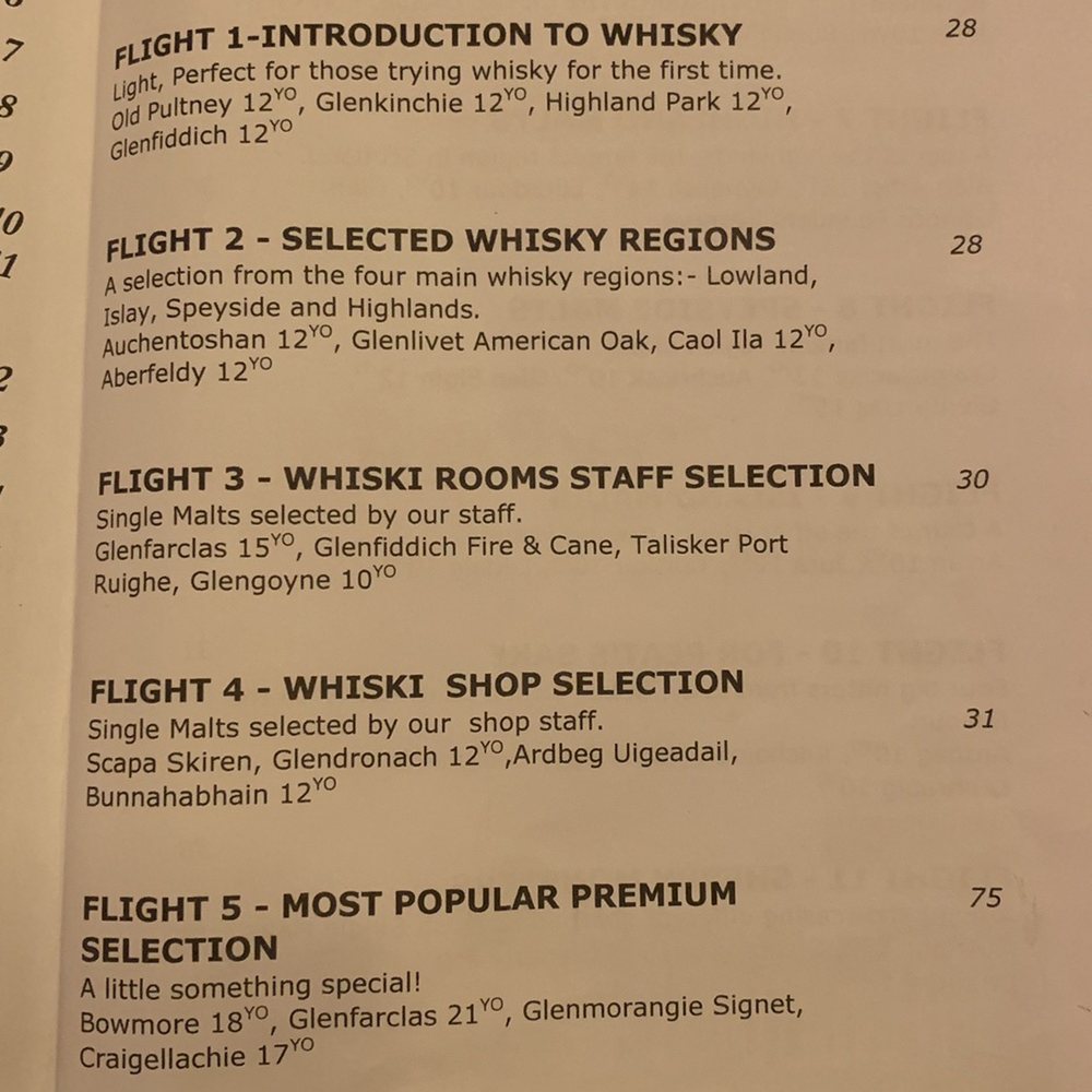 WHISKI Rooms - Whisky flight list 1 of 2 - British Near Me - Edinburgh, EDH WHISKI Rooms - Whisky flight list 1 of 2 - British Near Me - Edinburgh, EDH