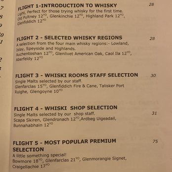 WHISKI Rooms - Whisky flight list 1 of 2 - British Near Me - Edinburgh, EDH WHISKI Rooms - Whisky flight list 1 of 2 - British Near Me - Edinburgh, EDH