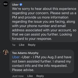 Uber - The only response I get is generic. I have already sent the details in a PM to Uber.