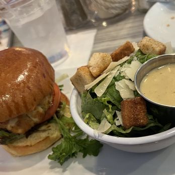 Dock House Restaurant - Awesome Crab Cake Samich - very little filler - - All crab !! - Seafood Near Me - Chester, Maryland