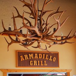 Armadillo Grill - That is amazing!! It's a deer chandelier!