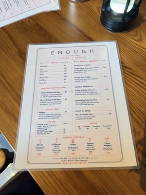Menu photo 1 Enough Coffee And Bar Fairfield, CA