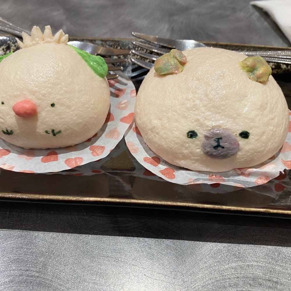 Animal shaped stuffed buns, corn and black bean