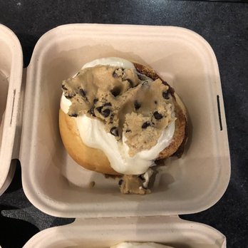 Cinnaholic - Classic Roll, with hazelnut frosting topped with cookie dough - Bakeries Near Me - Boca Raton, Florida Cinnaholic - Classic Roll, with hazelnut frosting topped with cookie dough - Bakeries Near Me - Boca Raton, Florida