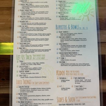 Loco Taco - Main food menu - Beer Bar Near Me - Oxford, Mississippi