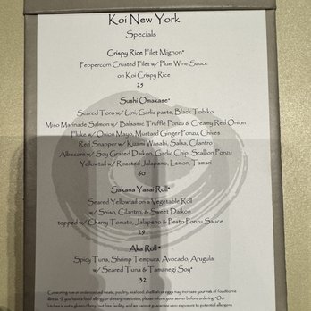 Koi Restaurant - Menu - Sushi Bars Near Me - New York, New York Koi Restaurant - Menu - Sushi Bars Near Me - New York, New York