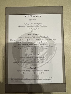 Menu photo 2 Koi Restaurant New York, NY Menu photo 2 Koi Restaurant New York, NY