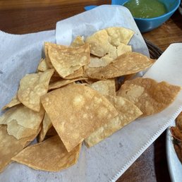 Free nacho chips with spicy sauce