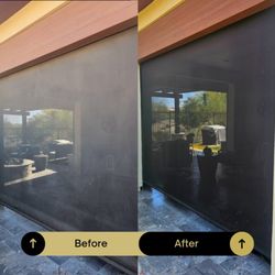 Alpha Exteriors Cleaning & Maintenance - A before-and-after of a reconditioning we performed for our clients patio awning. Now its cleaned and protected from the sun harmful rays