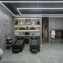Purpose LA - This is out Shampoo Station on the left with our Merch on the right. Burbank Barbershop.