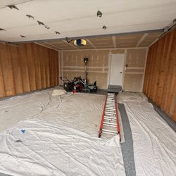 ADC Renovations & Repairs - Before and after garage insulation and drywall installation.