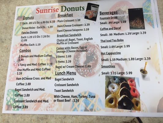 Menu photo 4 Sunrise Donuts Phoenix, AZ