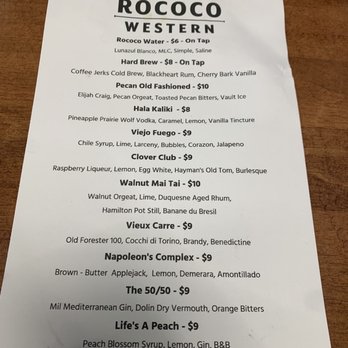 Rococo on Western - Cocktail menu - Seafood Near Me - Oklahoma City, Oklahoma