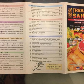 Treasure of Saigon - the menu of the restaurant - Vietnamese Near Me - Calgary, Alberta Treasure of Saigon - the menu of the restaurant - Vietnamese Near Me - Calgary, Alberta