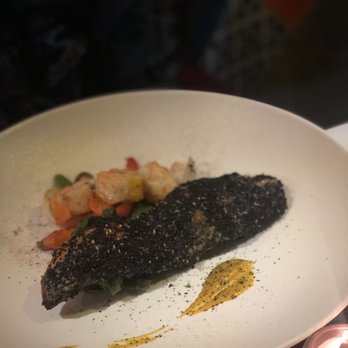 The Shozan Room - Salmon crusted with black sesame, steamed lobster and shrimp rolls, and homemade nori noodles tucked in between - Japanese Near Me - Toronto, Ontario The Shozan Room - Salmon crusted with black sesame, steamed lobster and shrimp rolls, and homemade nori noodles tucked in between - Japanese Near Me - Toronto, Ontario