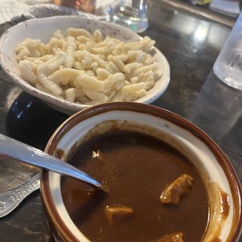 German Cafe - Goulash with spaetzle - German Near Me - French Lick, Indiana German Cafe - Goulash with spaetzle - German Near Me - French Lick, Indiana