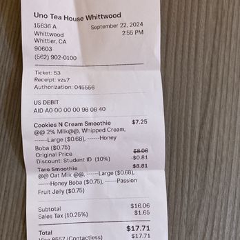 Uno Tea House - Whittwood - Reasonable price - Juice Bars & Smoothies Near Me - Whittier, California Uno Tea House - Whittwood - Reasonable price - Juice Bars & Smoothies Near Me - Whittier, California