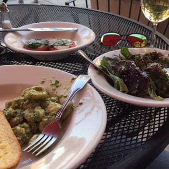 Modica's Deli - Pesto cheese tortellini, caprese salad, and green salad.  Oh yes and Pinot Grigio :) - Delis Near Me - Long Beach, California