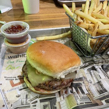 Wahlburgers @ Hy-Vee - The $12 bacon cheese burger! After paying the bill I double checked to see if my car had been stolen from the parking lot too. - Burgers Near Me - Lee's Summit, Missouri