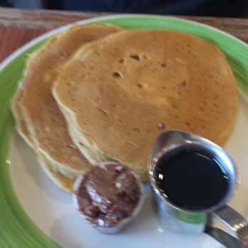 Colonial Diner - pumpkin pancakes.  Doesn't look like much but decent. - with cinnamon butter. - New American Near Me - East Brunswick, New Jersey