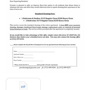 Pressler Apartments - The Pressler's notice that says that we needed to pay for cleaning with a check - Apartments Near Me - Austin, Texas Pressler Apartments - The Pressler's notice that says that we needed to pay for cleaning with a check - Apartments Near Me - Austin, Texas