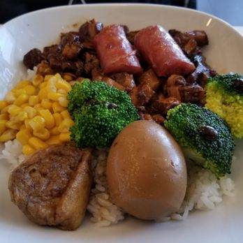 Miss Lin Cafe - Minces pork, Taiwan sausage, marinated egg, vegetables on rice - Cafes Near Me - Markham, Ontario Miss Lin Cafe - Minces pork, Taiwan sausage, marinated egg, vegetables on rice - Cafes Near Me - Markham, Ontario