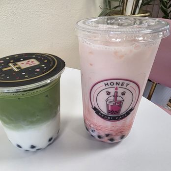 Honey Pearl Cafe - Lavender matcha, strawberry latte - Bubble Tea Near Me - Anchorage, Alaska