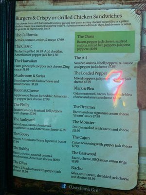 Menu photo 5 Oasis Bar & Grill Dexter, MN