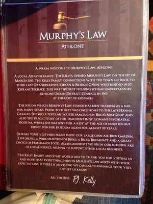 Menu photo 2 Murphy's Law Bar and Restaurant Athlone, WH Menu photo 2 Murphy's Law Bar and Restaurant Athlone, WH