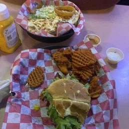 Bacon Jack Burger (Sweet potato waffle fries were an upcharge) Well worth it! Bacon Jack Burger (Sweet potato waffle fries were an upcharge) Well worth it!