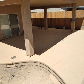 Saving Green - Patio with colored concrete in clovis California - Landscaping Near Me Saving Green - Patio with colored concrete in clovis California - Landscaping Near Me