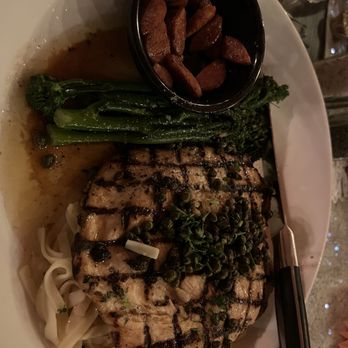 Picazzo's - Chicken Piccata linguine with Broccolini and I made a special request for a side of linguica. - Gluten-Free Near Me - Gilbert, Arizona Picazzo's - Chicken Piccata linguine with Broccolini and I made a special request for a side of linguica. - Gluten-Free Near Me - Gilbert, Arizona