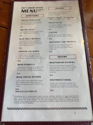 Menu photo 1 Pat's Brew House Cody, WY Menu photo 1 Pat's Brew House Cody, WY
