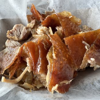Manila's Lechon Manok - Lechon Belly ($17.99 per pound) - tender interior meat with crispy skin (comes with soy, vinegar sauce and sweet, tangy liver sauce) - Filipino Near Me - Carson, California Manila's Lechon Manok - Lechon Belly ($17.99 per pound) - tender interior meat with crispy skin (comes with soy, vinegar sauce and sweet, tangy liver sauce) - Filipino Near Me - Carson, California