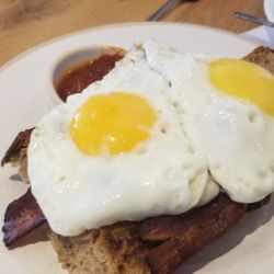 GAIL's Bakery Highgate - Bacon and eggs in bread (no English muffins today, bummer)
