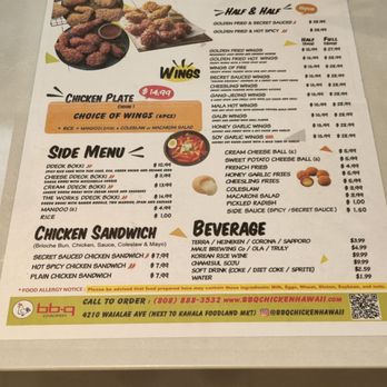 bb.q Chicken Kahala - Menu - Chicken Wings Near Me - Honolulu, Hawaii