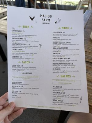 Menu photo 4 Malibu Farm San Diego, CA