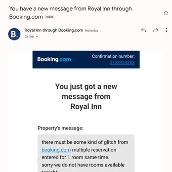 Royal Inn - Royal inn saying that they don't have rooms and they did not got any booking with my name - Hotels Near Me - Sparta, Tennessee Royal Inn - Royal inn saying that they don't have rooms and they did not got any booking with my name - Hotels Near Me - Sparta, Tennessee
