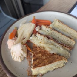 Grilled cheese and pickled veggies. Skip this.