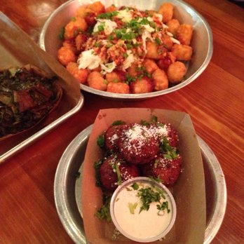Feast BBQ - Loaded tots and fried Mac n cheese balls. - Barbeque Near Me - Louisville, Kentucky Feast BBQ - Loaded tots and fried Mac n cheese balls. - Barbeque Near Me - Louisville, Kentucky