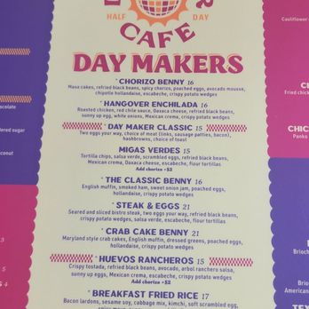 Day Maker Half Day Cafe - menu - Breakfast & Brunch Near Me - Austin, Texas Day Maker Half Day Cafe - menu - Breakfast & Brunch Near Me - Austin, Texas