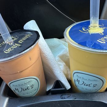 Win’s Fresh Fruit Smoothie - Thai iced tea and mango peach smoothie $16 total - Juice Bars & Smoothies Near Me - Wahiawa, Hawaii Win’s Fresh Fruit Smoothie - Thai iced tea and mango peach smoothie $16 total - Juice Bars & Smoothies Near Me - Wahiawa, Hawaii