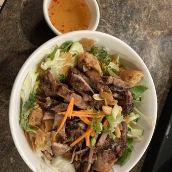 Pho Vietnam - Grilled Pork and Eggrolls over Vermicelli with fish sauce on the side - Vietnamese Near Me - Santa Rosa, California Pho Vietnam - Grilled Pork and Eggrolls over Vermicelli with fish sauce on the side - Vietnamese Near Me - Santa Rosa, California