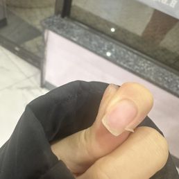 Nails were ripping right after gel removal and nail has red fire marks from drilling all the way through.