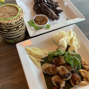 Esan Zap - Sausage and beef jerky with sticky rice - Thai Near Me - Lacey, Washington