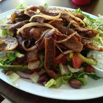 Mikonos Grill - Monster Gyro Salad! - Greek Near Me - Milpitas, California Mikonos Grill - Monster Gyro Salad! - Greek Near Me - Milpitas, California