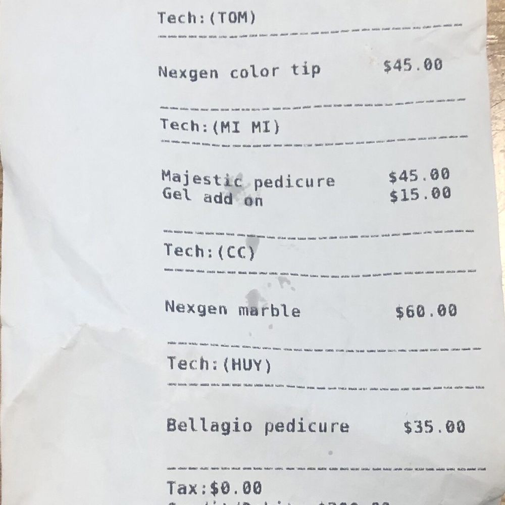 Bellagio Nails and Spa - I was shocked when I went to pay and he said $200.  I had the gal who did my daughters nail remove the "marble" paint from my nails. - Nail Salons Near Me - McKinney, Texas