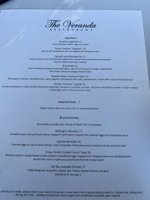 Menu photo 2 The Veranda Restaurant Fallbrook, CA