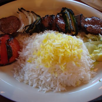 Babajoon's Kabobs & More - Chenjeh Kabob with Beef Chunks and Basmati Rice - Babajoon's March 14th 2014. - Persian/Iranian Near Me - Westminster, Colorado